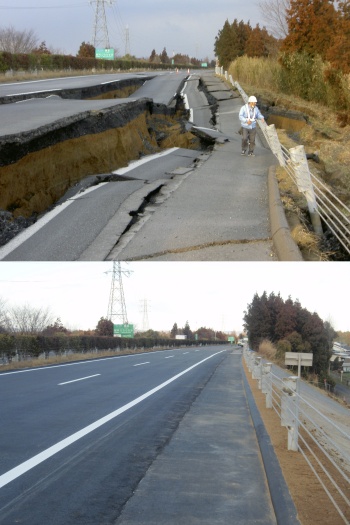 Estrada é reconstruída em seis dias no Japão